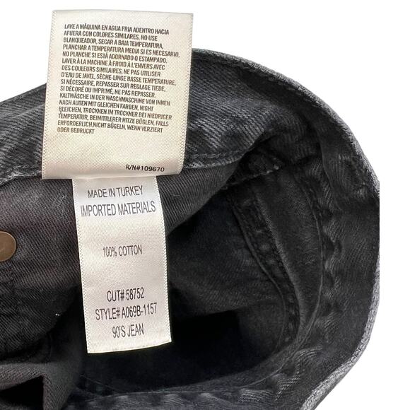 Agolde 90's Mid Rise Loose Jeans Rigid Denim Button Fly Black Size 28 - Picture 12 of 12